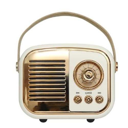 Mikado MD-24BT Echoes 3W 800mAh Beyaz Usb+TF Kart+Bluetooth Destekli Klasik Retro Müzik Kutusu