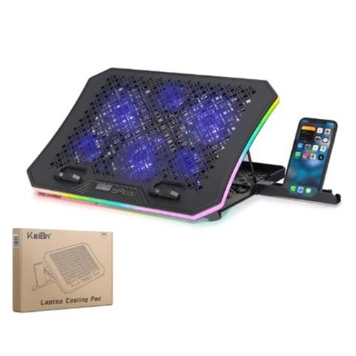 Hadron Dcxaa8 Notebook Soğutucu 6-Fan + Telefon Standı 14-18 RGB Siyah