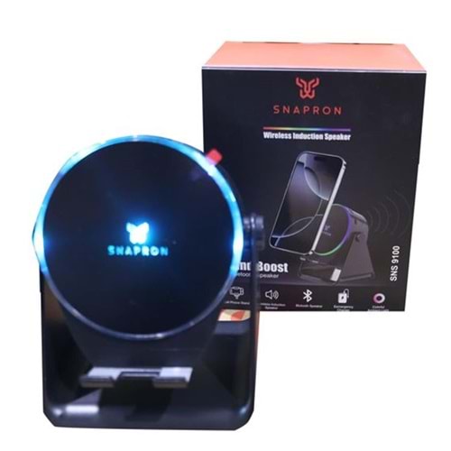 Snapron SNS-9100 Siyah (İNDUCTİON Özellikli) RGB Bluetooth Speaker (Phone Stand-Ambient Light) 