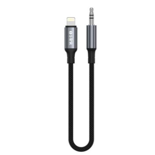 S-link Armor ML-01 1.2m Lightning to M AUX Örgülü Metal Başlıklı Siyah Ses Kablosu