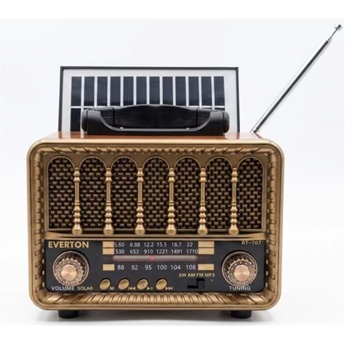 Everton RT-707 Bluetooth-USB-SD-FM Şarjlı Nostaljik Radyo Solarlı Radyo