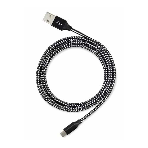 Vcom CU250 Type-C to USB 3m 15W (5V-3A) Örgülü Şarj Kablosu