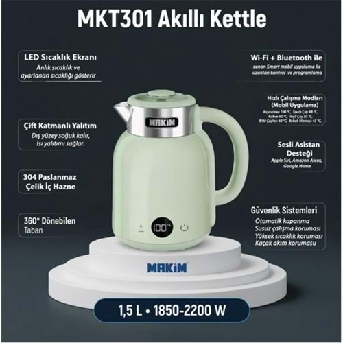 Makim MKT301 AKILLI YEŞİL KETTLE 