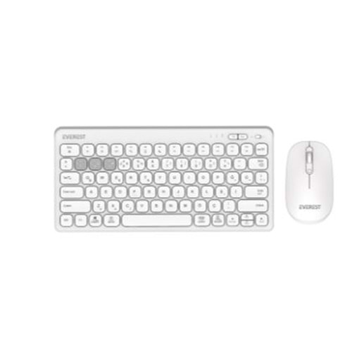 Everest KM-BT903 Beyaz 3in1 3 BT + 2.4 İnce Q 4 Cihaz Bağlantılı Kablosuz Klavye + Mouse Set