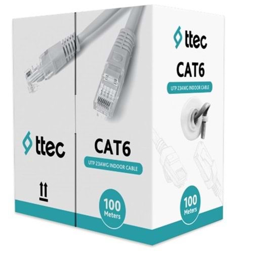 Ttec KBL-CAT6-23CCA-IN100G İç Mekan PVC Gri 100 metre Kablo 