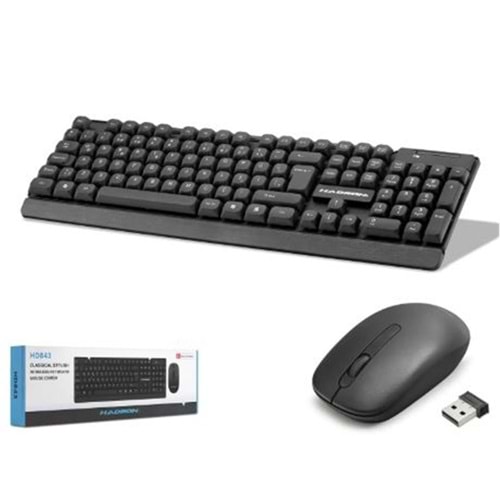 HADRON HD843 Kablosuz Klavye ve Mouse Seti - Siyah