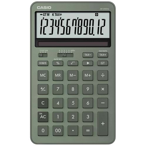 Casio JW-200DQ-GN 12 Hane Puslu Yeşil Masa Üstü Hesap Makinesi