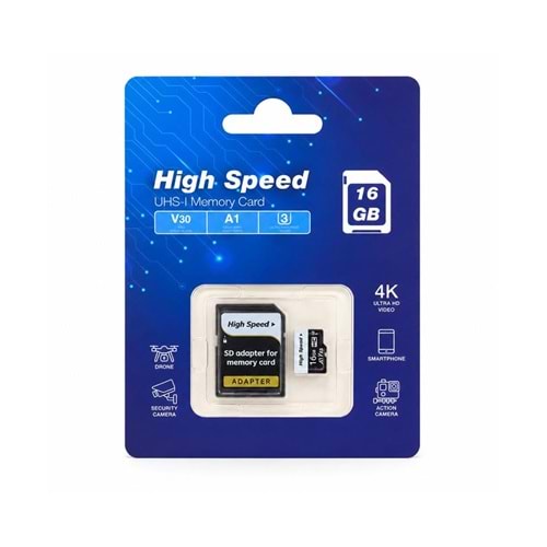 ELBA High Speed 16GB A1 V30 U3 Micro Hafıza Kartı Class10 