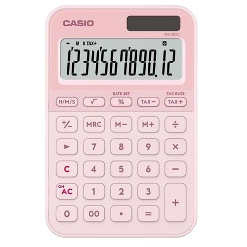 Casio MS-20YC-LP 12 Hane Açık Pembe Masa Üstü Hesap Makinesi