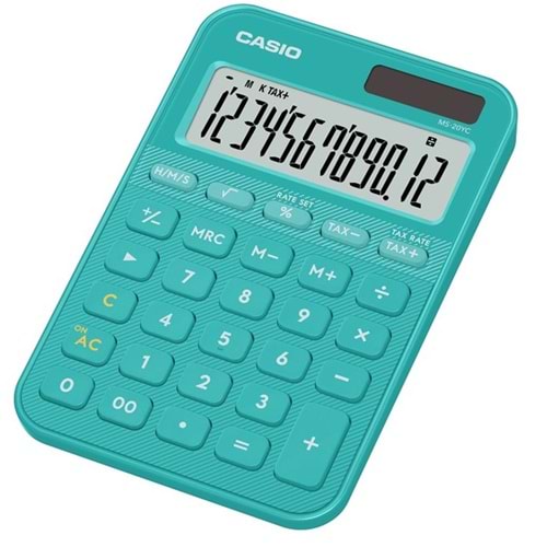 Casio MS-20YC-TU 12 Hane Turkuaz Masa Üstü Hesap Makinesi