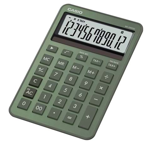 Casio MS-20DQ-GN 12 Hane Puslu Yeşil Üstü Hesap Makinesi