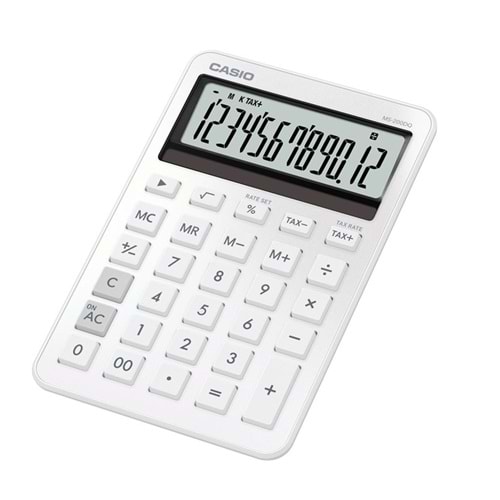 Casio MS-20DQ-WE 12 Hane Beyaz Üstü Hesap Makinesi