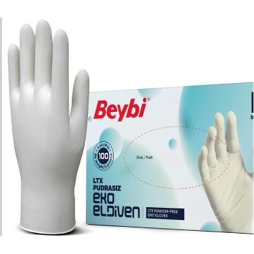 Beybi Lateks Pudrasız Eko (S) Small Beden Muayene Eldiven 100lü Paket 