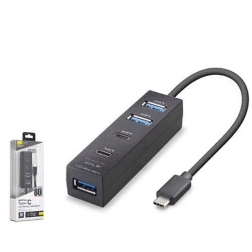 iETOP TU0529 Type-C 3.2 Gen1 Hub 4 Port 5 Gbps 80 cm Siyah