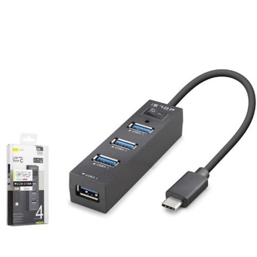 iETOP TU329 Type-C 3.1 Gen1 Anahtarlı Hub 4 Port 5 Gbps Siyah