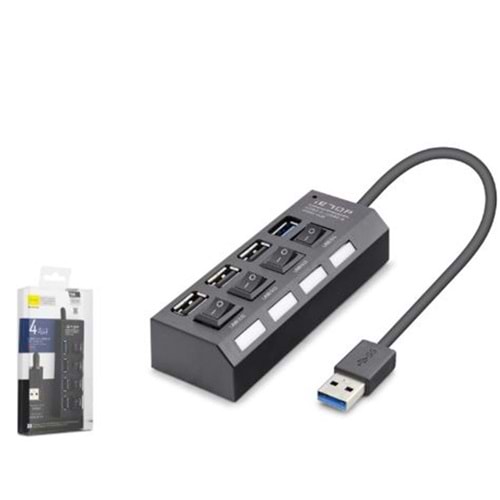 iETOP U3202 USB 3.0 Anahtarlı Hub 4 Port 5 Gbps Siyah