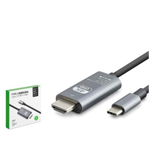 HADRON HDX7853 Type-C to HDMI Görüntü Kablosu 4K 30 Hz 1.8 m Gri