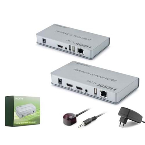 HADRON HDX1424 HDMI KVM IP Extender H.264 Loop Out IR 1080p 60 Hz 200 m Gri