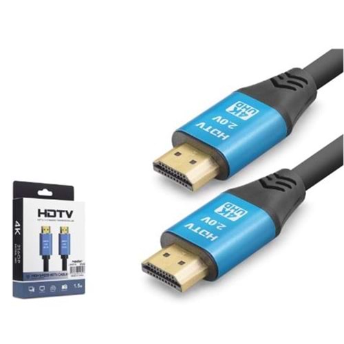 NODAR ND4050 HDMI 2.0 Kablo 4K 60 Hz OD 8.0 mm 1.5 m Siyah Mavi