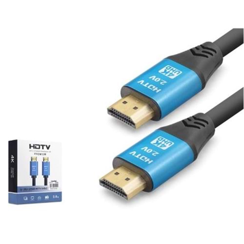 NODAR ND4052 HDMI 2.0 Kablo 4K 60 Hz OD 8.0 mm 5 m Siyah Mavi