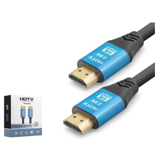 NODAR ND4053 HDMI 2.0 Kablo 4K 60 Hz OD 8.0 mm 10 m Siyah Mavi