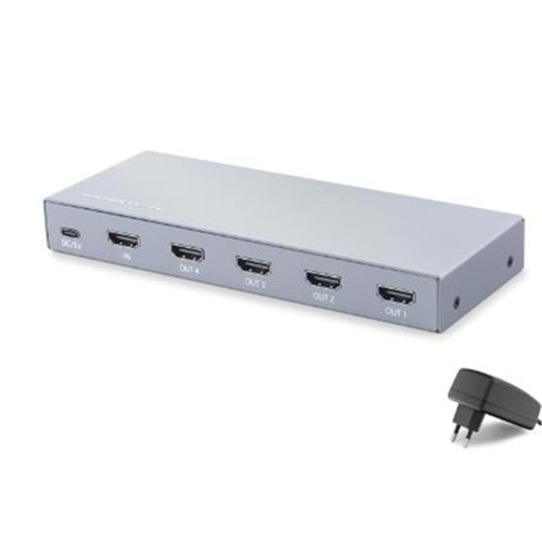HADRON HDX1429 HDMI Splitter EDID 4K 60 Hz 1 Giriş 4 Çıkış Gri