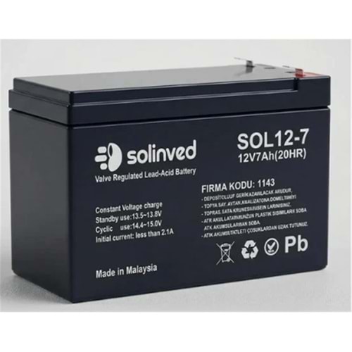 Solinved 12v 7AH Kuru Akü 