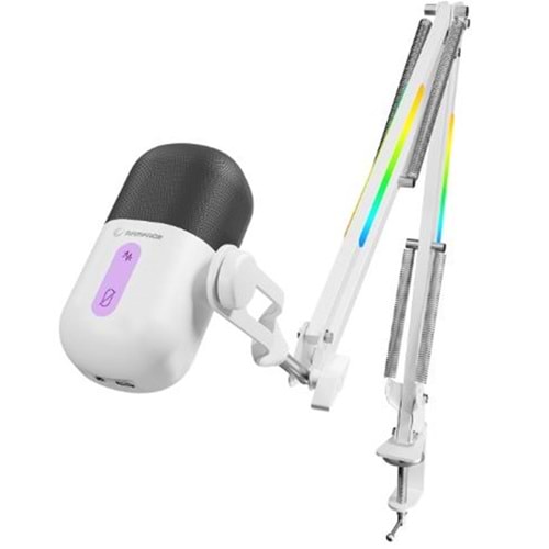 Rampage Arpej Beyaz RGB Standlı Ses Göstergeli Masaüstü Mikrofon