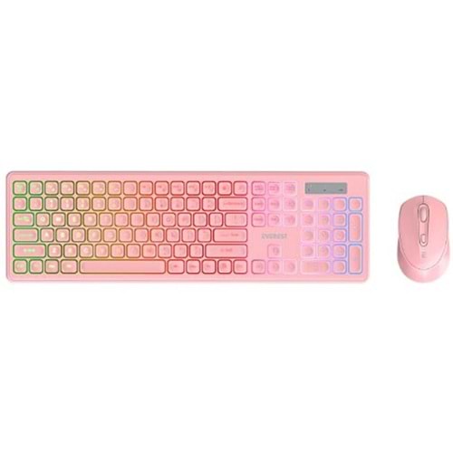 Everest KM-319BT Pembe 2.4G+BT1+BT2 Çoklu Cihaz Bağlantılı Q Set Kablosuz Klavye + Mouse