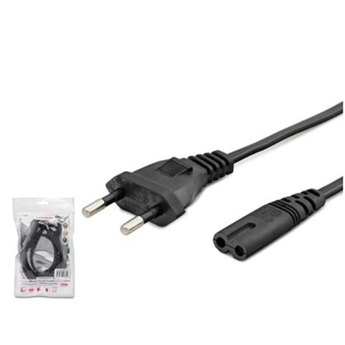 HADRON HDX5534 Teyp Güç Kablosu 2 Pin 1 mm 500W C7 Figure 8 1 m Siyah
