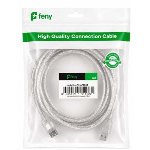 Feny FN-AF3005 USB2.0 AM-AF Şeffaf Uzatma Kablosu 5M