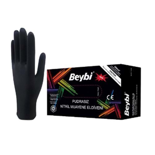 Beybi Muayene Nitril Siyah Small Pudrasız Eldiven 100lü 
