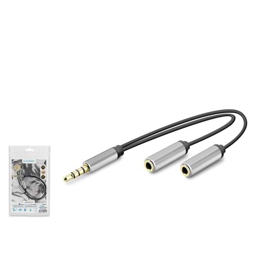 HADRON HDX1087 3.5 mm Kulaklık Mikrofon Ayırıcı Kablo 23 cm Siyah