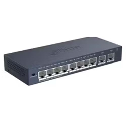 Dahua S3010-8ET2GT-90 10 Port 10-100 8xPoe 90W 2xRJ45 10-100-1000 Uplink Yönetilemez Switch
