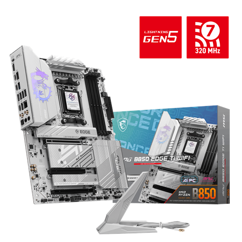 MSI MPG B850 EDGE TI WIFI7 DDR5 HDMI DP PCIE 5.0 AM5 ATX Beyaz