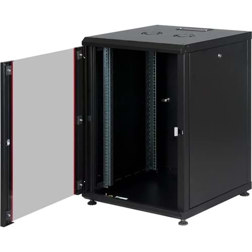 AGER 16U 600x800mm Dikili Tip Siyah Kabinet Agena AG-AN16U6080S1 Cam Kapak