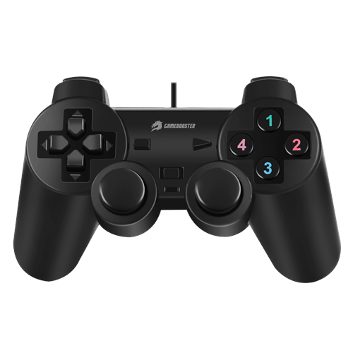 GAMEBOOSTER GB-J18 USB Kablolu Oyun Kolu, Çift Titreşim Motorlu, Ergonomik Siyah Tasarım, PC ve PS3 Uyumlu Gamepad