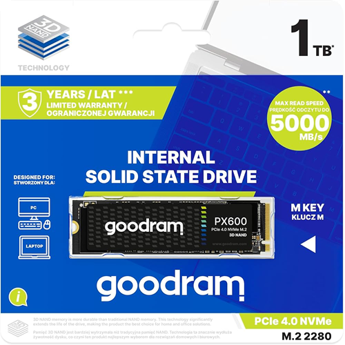 GOODRAM 1TB PX600 SSDPR-PX600-1K0-80 5000-3200MB/s M2 NVME GEN4 Disk