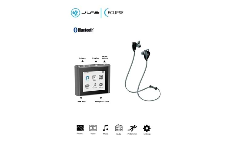MP3 PLAYER Eclipse Fit Clip Mavi Plus Bt Kulaklık Bluetooth 8gb Usb 2.0 Dijital Mp3