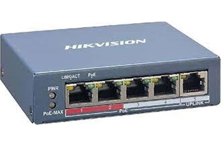 Hikvision DS-3E1105P-EI 4 PORT 10-100 4 PORT POE+ 65W Yönetilemez Switch