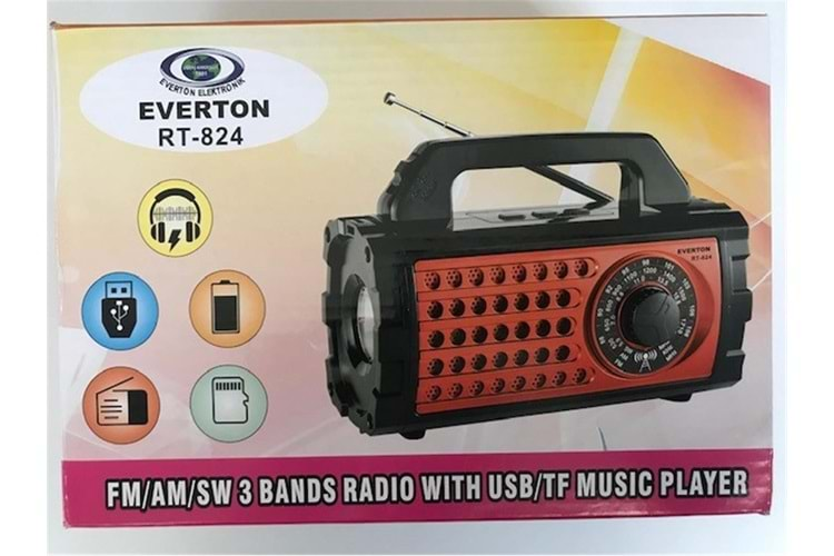 Everton RT-824 Bluetooth USB-SD-FM Şarjlı Nostaljik Radyo (El Feneri)