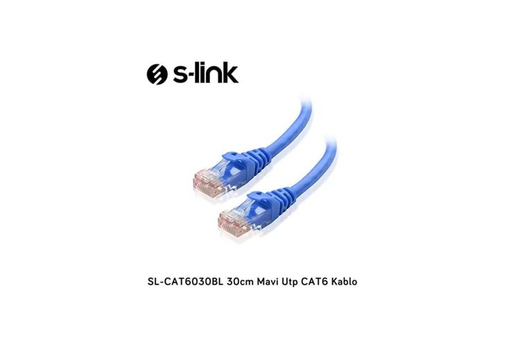 S-link SL-CAT6030BL 30cm Mavi Utp CAT6 Kablo