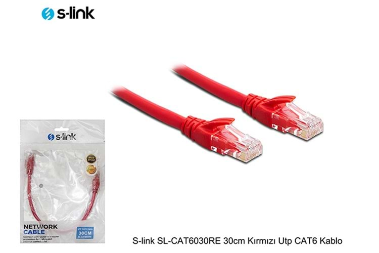 S-link SL-CAT6030RE 30cm Kırmızı Utp CAT6 Kablo