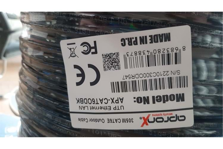 Apronx Cat6 23AWG 305Mt Outdoor 0,57mm Siyah Utp Kablo