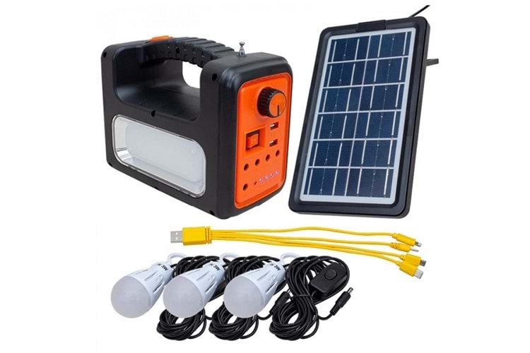 Everton RT-902 Solar Panelli 3 Ampullü USB-SD Kart-MP3-Radyo Destekli Solar Işıldak Fener
