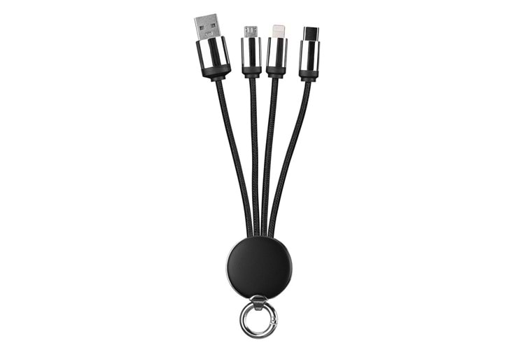 S-link SL-CP110 20cm 2A MicroUSB+Lightning+TypeC 3 in 1 LED Logolu Şarj Kablosu