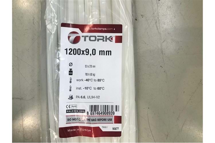 Tork TRK-1200-90W Beyaz 100lü Kablo Bağı