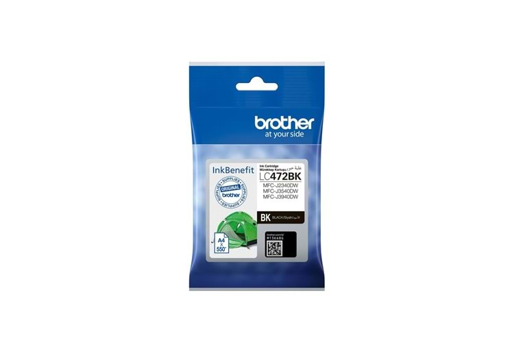 Brother LC472BK Black Siyah 550 Sayfa Kartuş MFC-J2340-J3540-J3940