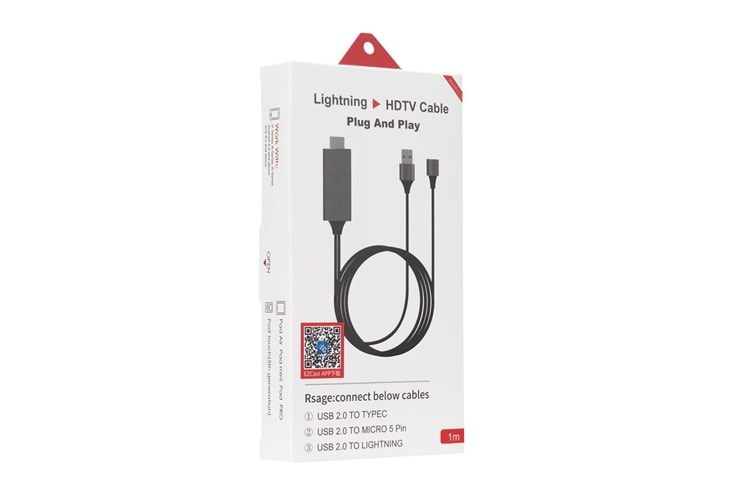 Hytech HY-XO54 Görüntü Aktarıcı Kırmızı-Siyah USB-F to HDMI 1m Mobil Telefon Uyumlu Kablo