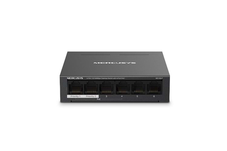 Tp-Link Mercusys MS106LP 4 Port 10-100 Mbps Poe+ 2 Port 10-100 Mbps Uplink Switch Metal Kasa